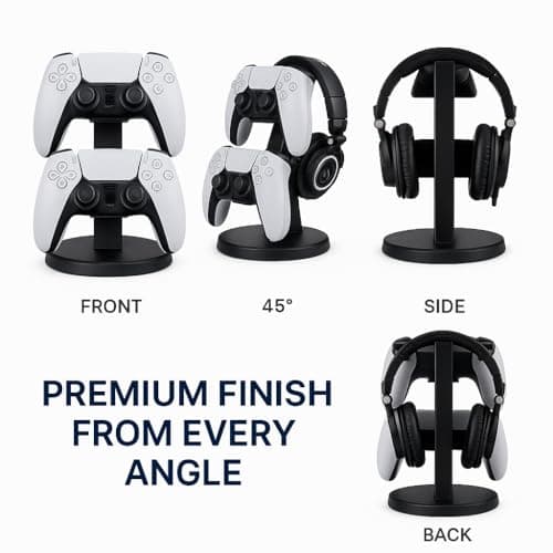 PST 3D Printed Dual Controller & Headphone Stand | Compatible with PS5 Controllers | Gaming Headset Holder + Gamepad Display | All-in-One Desk Organiser | Made in India 5