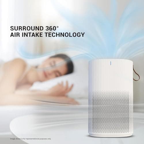 Eureka Forbes Air Purifier 150 for bedroom | Covers upto 200 Sq. Ft. | True HEPA H13 Filter & Surround 360° Air Technology | Removes 99.97% Dust & Particulate Matter | 3-Stage Purification 5