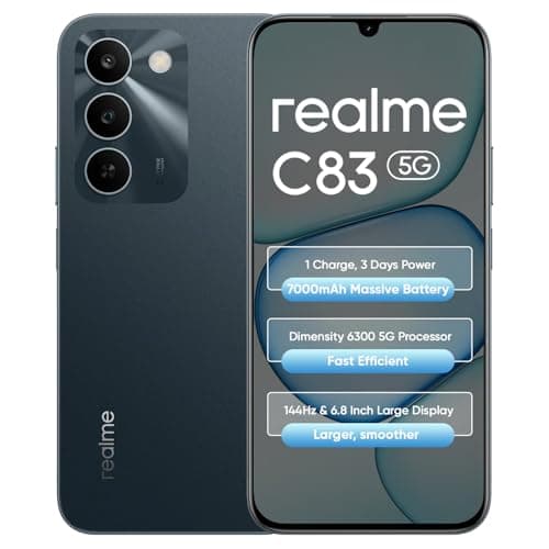 realme C83 5G Smartphone 7000mAh Mega Battery, 6.8-Inch & 144Hz Immersive Ultra Smooth Display, Dimensity 6300 Processor, IP64, Military Grade Durability, 4 + 64GB, Sprouting Green, Android 16