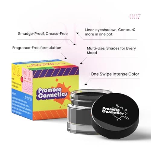 Promore Eye Paint Mega Saver 13g Pack – Black Kajal | Cream Eyeshadow for Indian Skin | Ultra Pigmented Single Swipe | Long Lasting | No Brush Needed | Smokey Eye Makeup 3