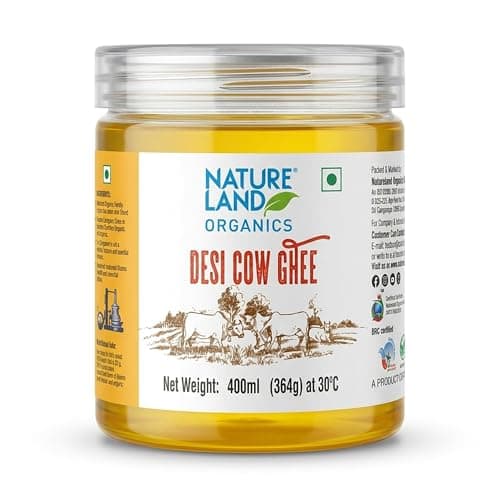 Natureland Organics Premium Cow Ghee 400 Ml - 100% Organic Indian Desi Cow Ghee