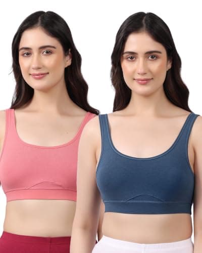 Lavos Bamboo Cotton Comfort Sleeping Bra for Women, Slip On Bras to Wear at Home, Non-Padded & Non-Wired Sports Bras, Full/High Coverage, Soft Comfortable & Breathable Broad Strap Bra