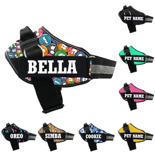 KIKA Pets Personalized Dog Harness|Dog Harness For Shih Tzu With Name|Customized Dog Vest Harness,Small Size (For 5-12 Kg Dogs,Groovy Emoji,Multicolor) 2