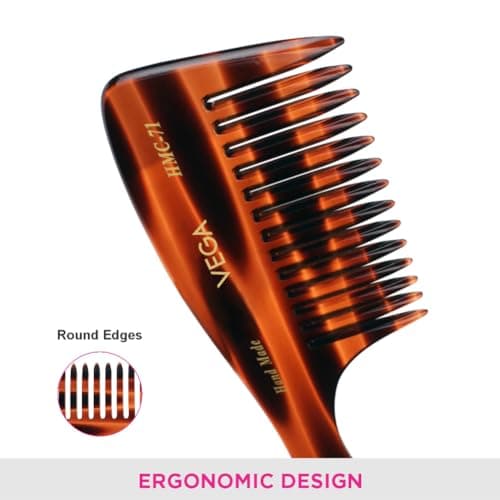 Vega Handcrafted Shampoo Comb for Men & Women, Detangling, Daily Grooming | Made from Cellulose Acetate Non-petroleum Based Material from Plant, (India's No.1* Hair Comb Brand,HMC-71) 4