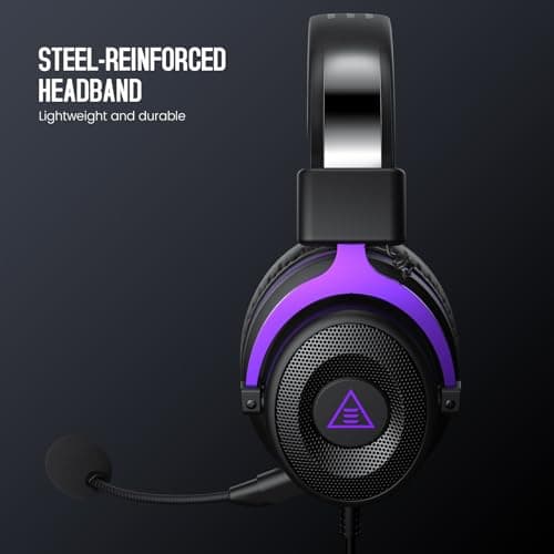 EKSA E900 Wired Stereo Gaming Headset-Over Ear Headphones with Noise Canceling Mic, Detachable Headset Compatible with PS4, PS5, PC, Laptop (Purple) (Purple) 2