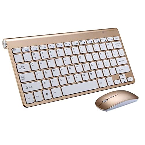 Club Bollywood®Mini Flat Quiet Wireless Keyboard Mouse Combo Golden|Computers/Tablets & Networking | Keyboards Mice & Pointers |1x Slim Wireless Keyboard 3