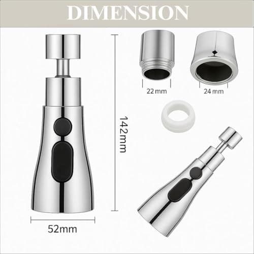 Misamo Enterprise Kitchen Faucet Extender, Chrome Plated, 3-Mode Spray Head, Flexible Extension 2
