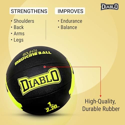 DIABLO 1KG Rubber Medicine Ball with Bounce Effect (1KG, Light Yellow) 4