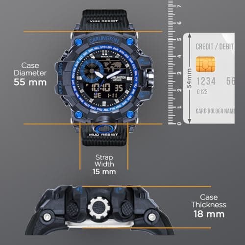Carlington Resin Endurance Analog-Digital Sports Watch For Men And Boys - Ct 3388 Blue 2