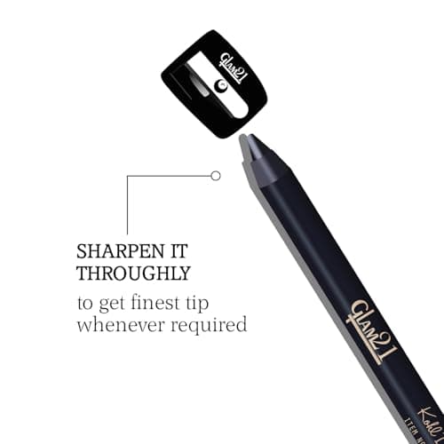 Glam21 Kohl Drama Long Wear Kajal + Sharpener | Velvety Textute | Stays For 12 hours | Smudge-Proof | Long Lasting & Water Proof | Highly Pigmented For Intense Black Look | 1.2 gm 5