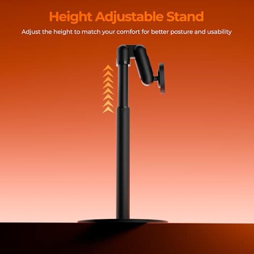 Zebronics Magnetic Mobile & Tablet Holder, 360° Rotation, Multi-Angle Adjustment, Height Adjustable, MagSafe Compatible with Metal Ring, N52 Magnet (MS500) 5