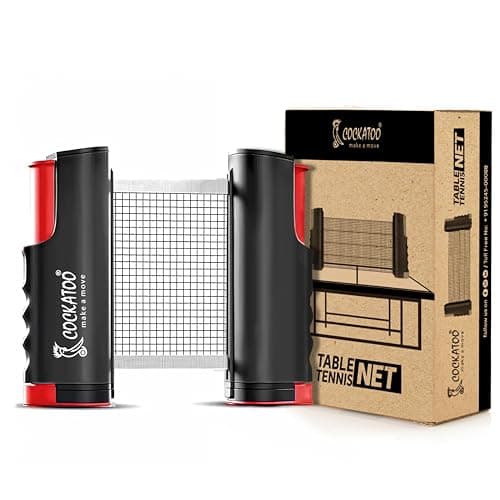 Cockatoo Table Tennis Portable Adjustable Net, Spin Fit TT Net with Box -Red 2