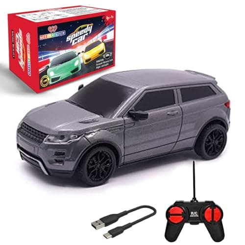 Wembley High Speed Mini 1:24 Scale USB Rechargeable Remote Control Car Ideal for Kids (Grey & Black) 2