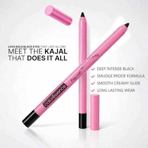Coloressence Eyetastic Kohl Kajal Pencil, Bold Black, 1.2gm | Long Lasting | Smudgeproof | Infused with Vitamin-E, Shea Butter | One Swipe Application 3