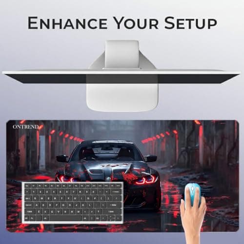 ON TREND Extended Gaming Mouse Pad, Large Desk Mat with Non-Slip Rubber Base, Smooth Control Surface, 23 x 11 Inch (Car) 2