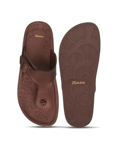 Bata Women's Casual Thong Slipper - Brown - (UK- 6) 4