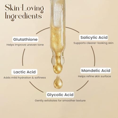 Glamveda Glutathione Skin Perfecting Face Serum with 2% ww Glycolic acid, 1% ww Salicylic acid for Glowing Skin | Brightening and Lightening Serum | 30ml 2