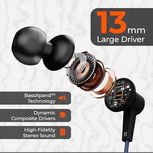 TRIGGR Zing Type-C Wired Earphones with 13mm Driver, in-line Controls, Rich Bass, Mic Wired (Shadow Marine, in The Ear) 3