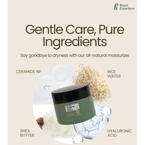 Bare Essence Moisturiser with Rice Water Hyaluronic Acid and Ceramides, Non Greasy Hydrating Face Cream for Clear Smooth Protected Skin, Suitable for All Skin Types, 50 ml (1.69 fl oz) 2