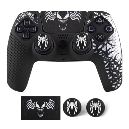 LATALI Silicone Cover Compatible PS5 Controller, Anti-Slip Silicone Skin & Grip Cover with Thumb Grips, Touchpad Sticker - Protective Case/Non-Slip PS 5 Controller Accessories Kit (Venom Edition)