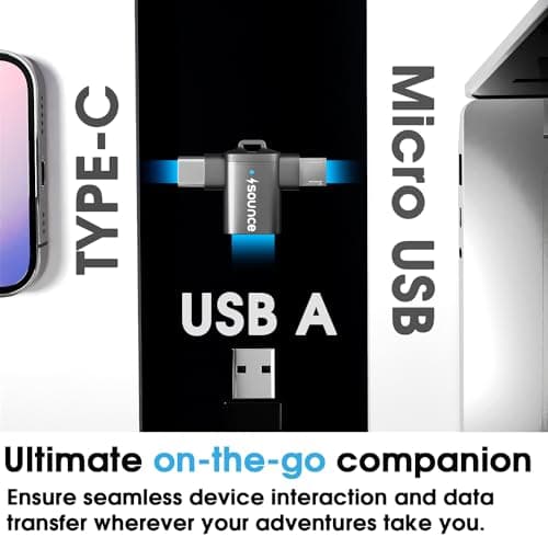 Sounce 2 in 1 USB OTG Adapter USB A to Type C & Micro USB Connector, Female to Male USB 3.0 High-Speed Data Transfer Converter Pen Drive Adapter for Mobile and Others - Black 4