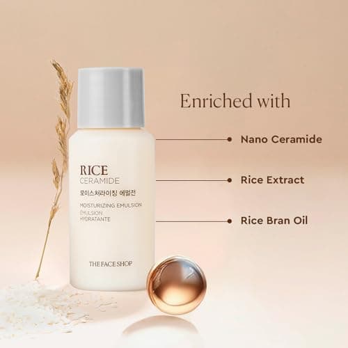 The Face Shop Rice & Ceramide Face Cream 34ml | Barrier Repair Moisturizer for Dry Skin, Intense Hydration & Strengthening | 12Hr Moisture Lock | Korean Skincare 4