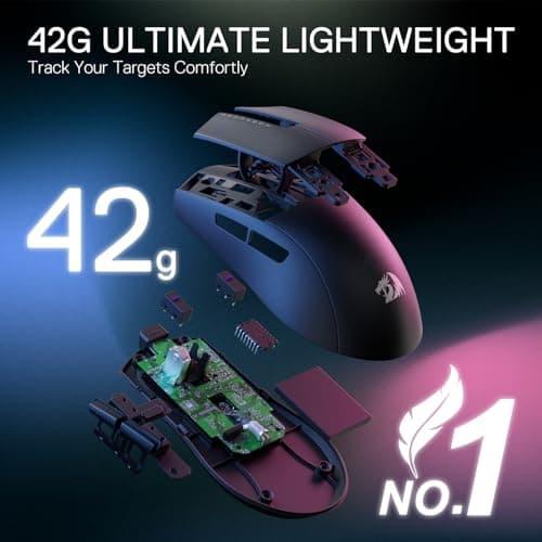 Redragon M724 Wired Gaming Mouse, 42G Ultra-Light 12,400 Max DPI Optical Gaming Mouse with 5 Programmable Buttons, Ergonomic Natural Grip Build, Software Supports DIY Keybinds & DPI, Black 4
