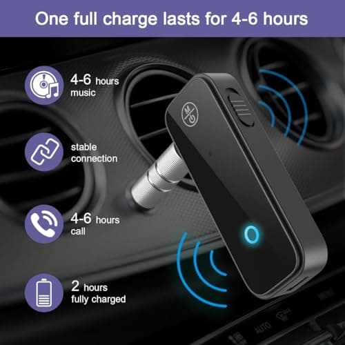 Qwick Click Aux Bluetooth Adapter for Car, 2 in 1 Bluetooth 5.3 Transmitter Receiver for Hands-Free Call, Noise Cancelling 3.5mm AUX Wireless Receiver for Home Stereo System/Headphones/Easy Connect 3