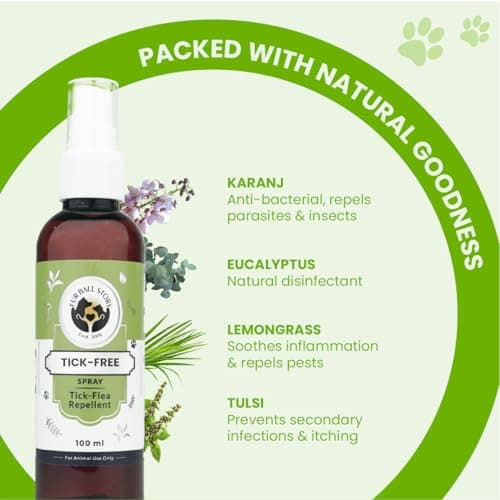 FUR BALL STORY Herbal Tick & Flea Spray for Dogs & Cats | Anti Tick Pet Spray| Helps Repel Ticks, Fleas & Soothes Itchy Skin | Daily Use Coat Spray | with Eucalyptus, Tulsi & Lemongrass 100ml 3