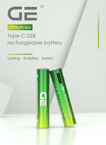 GE® AAA Rechargeable Batteries (Lithium 1.5V - 600 mWh) - New Launch in 2026 | Fast Charge (Direct USB‑C + Wireless) | Pack of 2 Batteries | 10 Years of Life and 1 | 500+ recharges | 3 Year Warranty 4