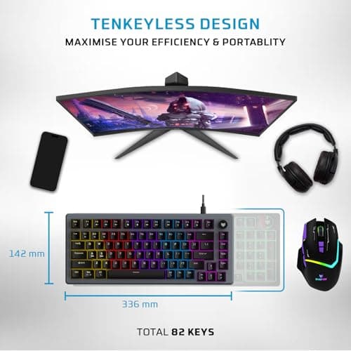 EvoFox Katana X2 TKL Gaming Mechanical Keyboards Wireless –Tri-Mode (BT/2.4G/Wired), Silent Red Switches, 1000Hz Polling Rate, Vivid and Dynamic Backlighting, 4000mAh Battery,Volume Knob (Black) 5