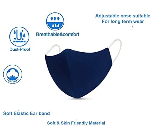 KKR Enterprice®:- Cotton Fashion Mask Breathable & Skin Friendly. Washable & Reusable Fabric. Soft Spandex Ear Loops & 3 Layer of Protection (Set of 3 Pcs)(multi color) (fase mask) 3