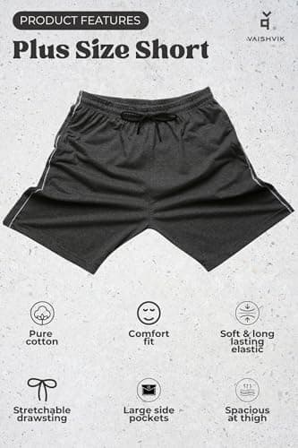 VAISHVIK Mens Plus Size Half Pant 10xl 60 62 Online India Elastic Draw Cord nada Navy 5