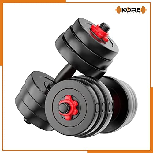 Kore 20 KG PVC-DM COMBO16 (3Kg X 4 Plates + 2Kg X 4 Plates) Home Gym Dumbbells Kit, Black 2