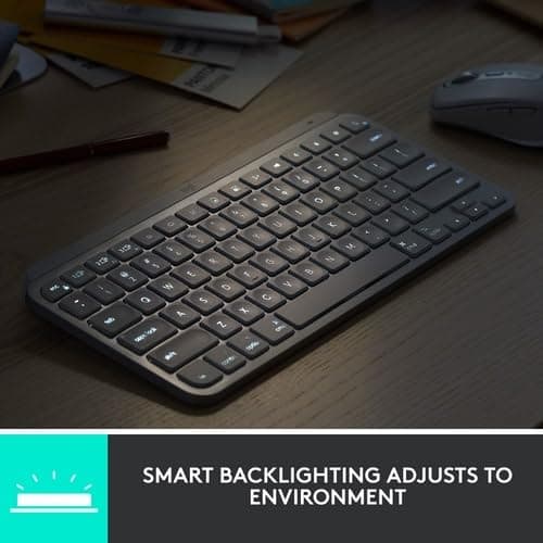 Logitech MX Keys Mini Minimalist Wireless Illuminated Keyboard with Free Adobe Subscription, Compact, Bluetooth, Backlit, USB-C, Metal Build-Graphite 4