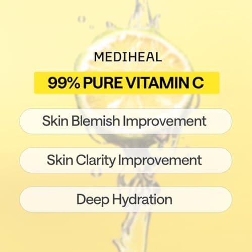 MEDIHEAL Vitamin C Essential Mask (1 Sheet) Brightening Korean Sheet Mask with 99% Pure Vitamin C & 10 Vita Actives for Dark Spots, Uneven Skin Tone, Glow Boost, Hydrating Radiance Boosting K-Beauty F 2