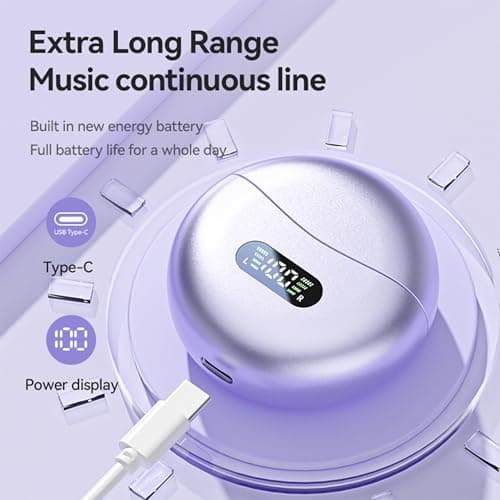 MAcnas Open Ear Clip Headphones Wireless Earbuds Bluetooth 5.4 Sports Earphones Wireless Charging Case & LED Power Display Waterproof Fitness Headphones for Running (Black) 3