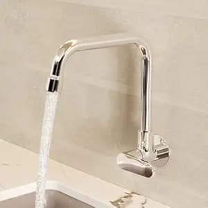 Kohler Beam Kitchen Faucet | Wall Mounted Kitchen Sink Tap | Cold-Only Single Lever Faucet with 360° Swivel | Water Saving Aerated Flow | Polished Chrome Finish | 10 Years Warranty
