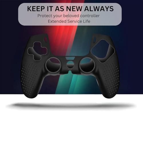 OIVO INDIA Black & Multicolor Controller Silicone Cover Case PS5 Controller Skin Anti Slip Protective Case Sleeve Compatible with Sony PlayStation 5 Controller (Combo of 2) 6