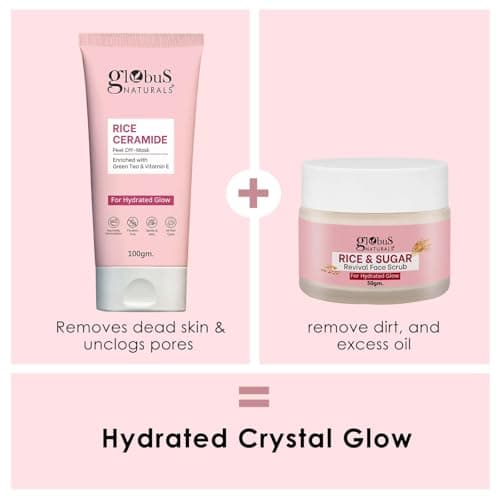 Globus Naturals Valentine Special Rice Ceramide Korean Glass Skin 8 Step Skincare Gift Set | Face Wash, Scrub, Cream, Serum, Toner, Peel off Mask, Sheet Mask, Soap | Brightening & Glow Care for Men &  6