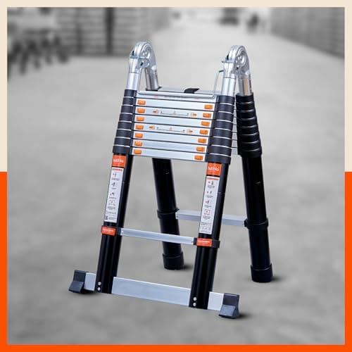 Bathla 20.5 ft A-Type Foldable Aluminium Telescopic Ladder with 18 Steps | Portable & Compact | 2-Year Warranty | Multi-Purpose Ladder for Home, Industrial & Outdoor Use 3