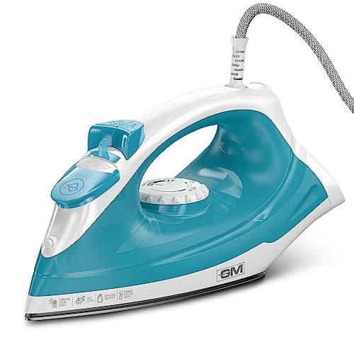 GM G-Swift Steam Iron 1250W with Dual Protection of Thermostat& Thermal FuseISelf CleaningI160ml Water Tank Vertical Steam Ironing|PTFE Non-Stick SoleplateIIndicator LightI360 Degree Swivel Cord- Blue