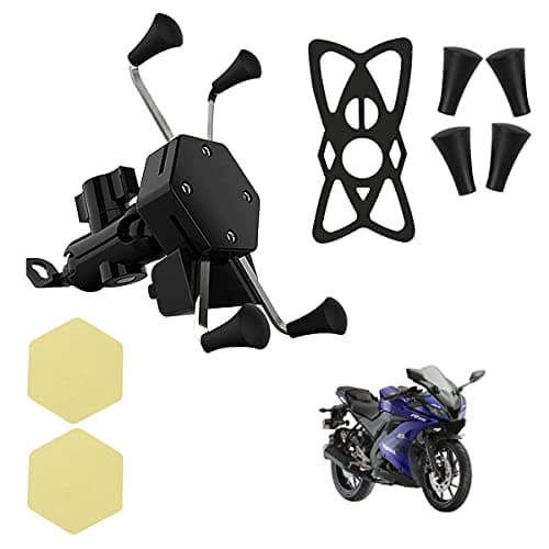 Miwings X-Grip Latest Verson Phone Holder with Mobile USB Charging Port for Yamaha YZF R15 V3 (1 PCs, 5V-2A Black)