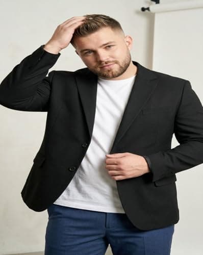 MAYKR Men's Black Slim Fit Single-Breasted Blazer, Formal Business Suit Jacket 3