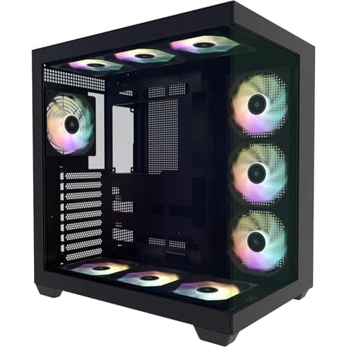 GALAX HOF ALLSYNQ Dual-Chamber ATX Mid-Tower Computer Case/Gaming Cabinet with 270° View preinstall 7 ARGB Fans | Support E-ATX, ATX, M-ATX, Mini-ITX -PC CASE Black
