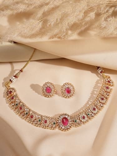 Shining Diva Fashion Necklace Jewellery Set for Women Traditional Latest Stylish Design Fancy (rrsd16637s) 5