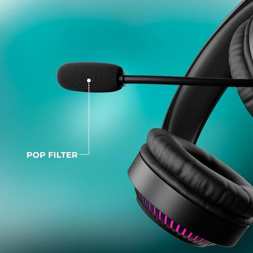 ZEBRONICS Jupiter 3.5mm Premium Gaming Over Ear Headphone with 50mm Neodymium Drivers, Extra Soft Ear Cushion,Suspension Headband, Braided Cable,Volume Controller, Multicolor Lights, Pop Filter 6