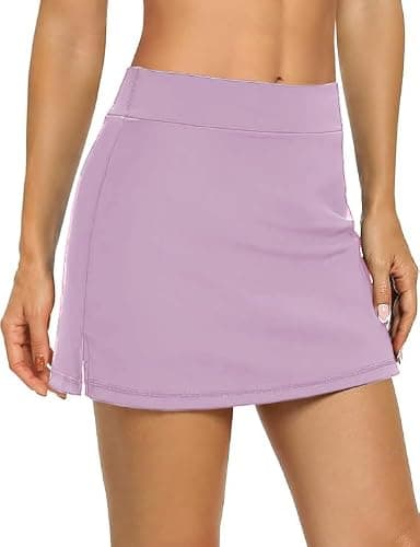 Nora Nico Women's High Rise Flared Stretchy Opaque Skater Skirts with Shorts (skarter-Skirt-Lavender-l)