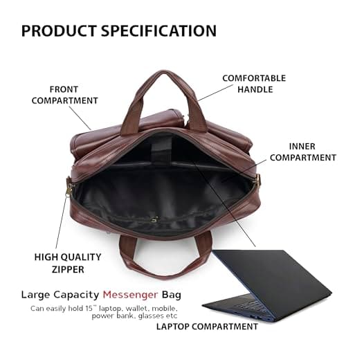 ADISA Laptop Messenger Office Bag Briefcase for Work for Men (LB6055-BRO) 4