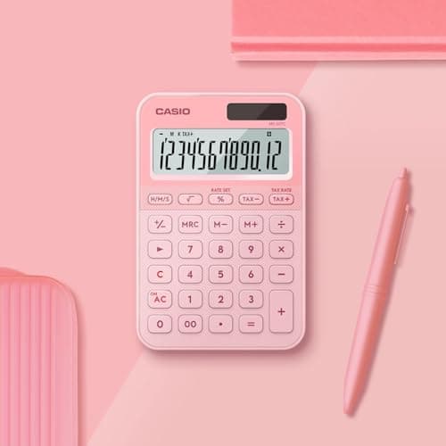Casio MS-20YC Stylish and Colourful 12-Digit Mini Desktop Tax Calculator, Light Pink 3